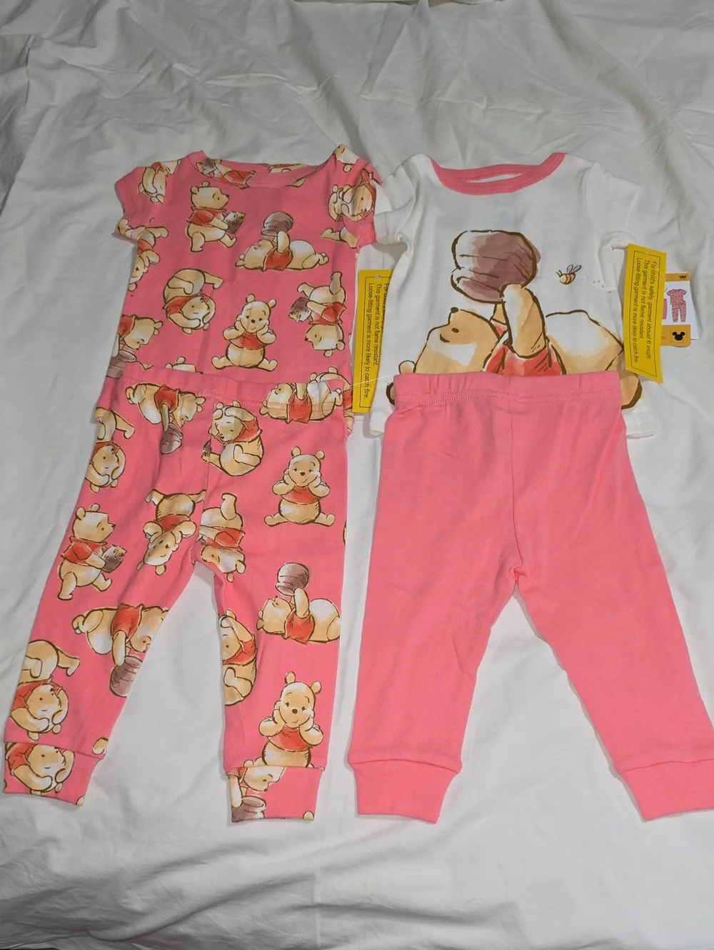 Disney Pink & White Winnie the Pooh 2-Piece Pajama Sets